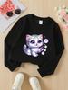 Unisex Crewneck Sweatshirt - Cute Kitten Bubbles Purple Eyes Fluffy Machine Washable, Spring And Autumn, Sportswear And Casual Wear, Soft