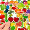 50 Cartoon Fruit And Vegetable Stickers Cartoon Children'S Physical Puzzle Fruit And Vegetable Graffiti Stickers