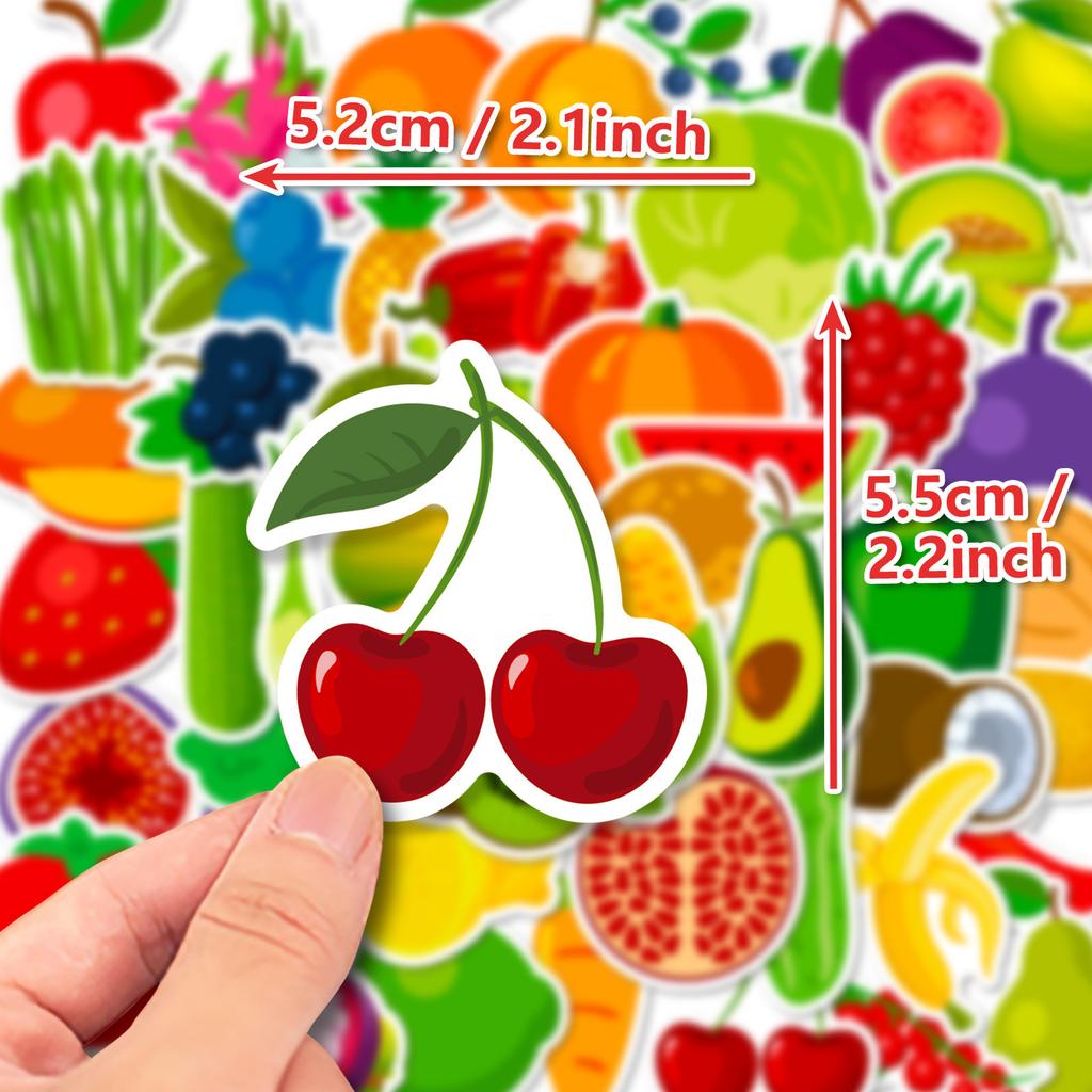50 Cartoon Fruit And Vegetable Stickers Cartoon Children'S Physical Puzzle Fruit And Vegetable Graffiti Stickers