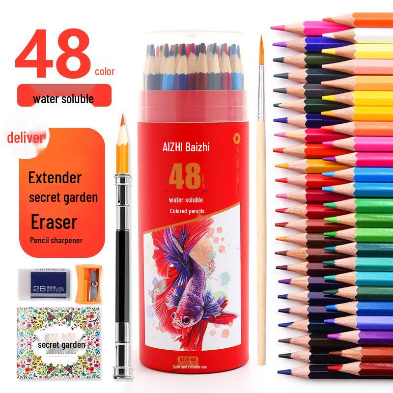 Sześciokątne Kredki Kolorowe Rozpuszczalne w Wodzie na Bazie Oleju - 12, 24, 36, 48, 72 Kolory - Zestaw do Rysowania dla Studenta