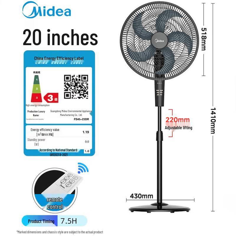 Midea 20-inch Quiet Oscillating Stand Floor Fan