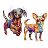Colorful Dog Acrylic Puzzle Suncatcher Dachshund/Chihuahua Stained Glass Window Hanging Ornament Gifts for Women Dog Lovers