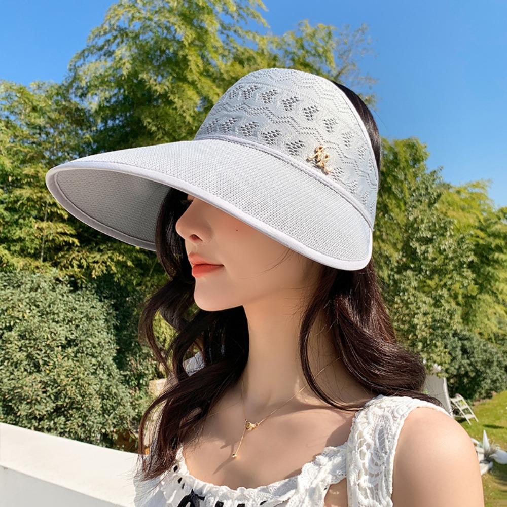 

Breathable UV Protection Hat Hollow Top Sun Hat Fashion Sunscreen Hat Women сірий