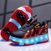 Zapatillas deportivas planas con ruedas para niños, con iluminación LED, tallas 28 a 37