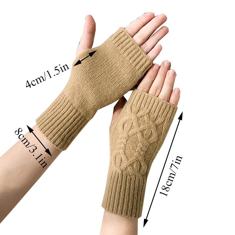 1Pair Women Winter Warm Gloves Soft Fingerless Long Polyester Solid Color Warmer Mittens