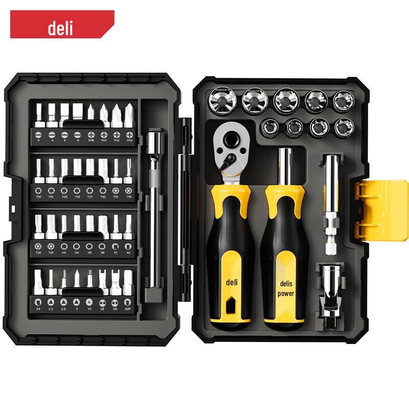 Deli DL250046 Ratchet Screwdriver & Bit Set, 46-Piece