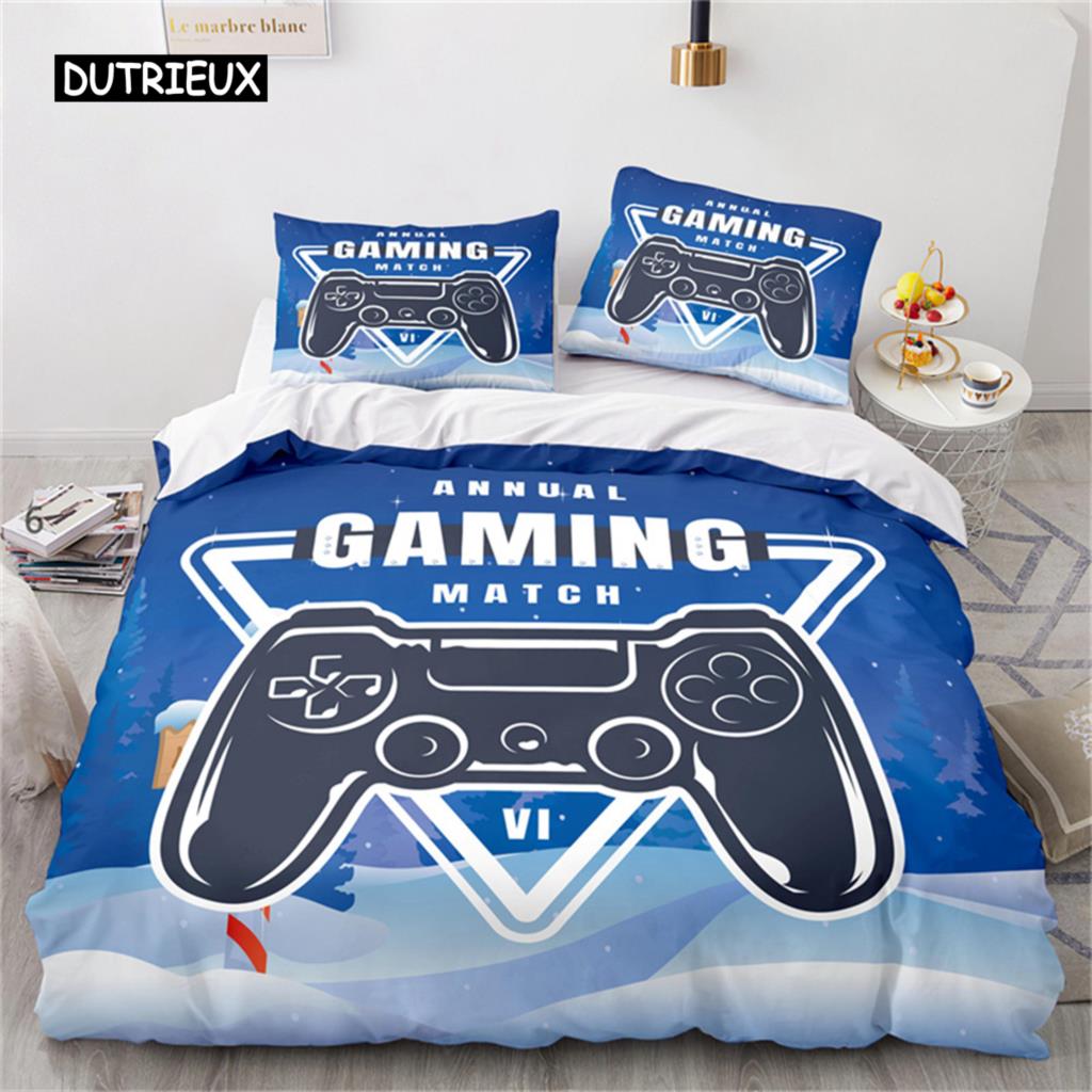 

Cool Gamepad Duvet Cover Cartoon Game Controller Comforter Cover Microfiber Geometric Bedding Set Full For Boys Girls Bedroom EU single(135x200cm)