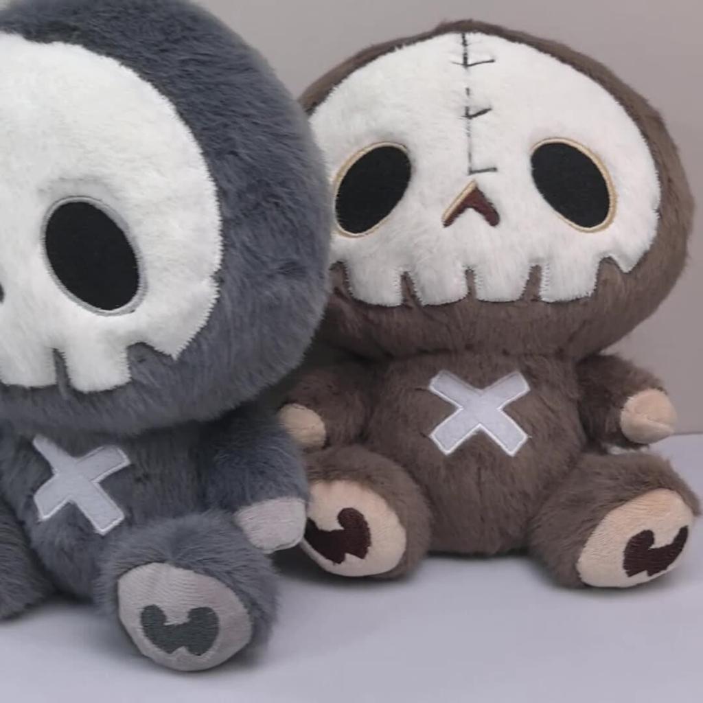 Plush Skull Doll Halloween Decoration Soft Stuffed Toy Skeleton Figure Sitting Pose Indoor Outdoor Display Collectible