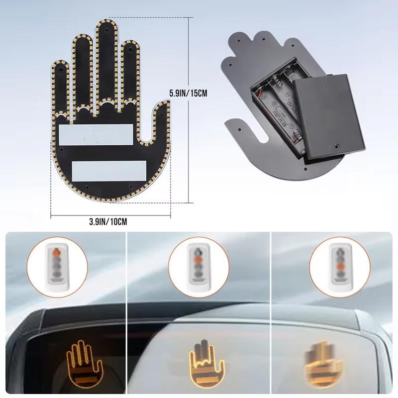 Funny Car Finger Light with Remote Control Car Interior Light Road Rage Signs Finger Gesture Lamp Auto LED Warning Brake Lights