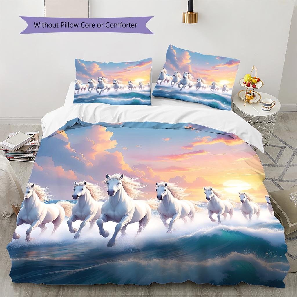 1PC Horse Bedding Quilt Set Quilt Cover Pillowcase Home Decoration Birthday Gift (1 * duvet cover + 15 * pillowcase, without core)
