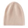 Women's 100% Cashmere Ribbed Knit Hat with Ear Protection - Warm & Stylish Solid Color Design