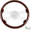 457mm Steering Real with Horn Button 18-inch Wheel, Wood, Truck/Car Replacement, (A)