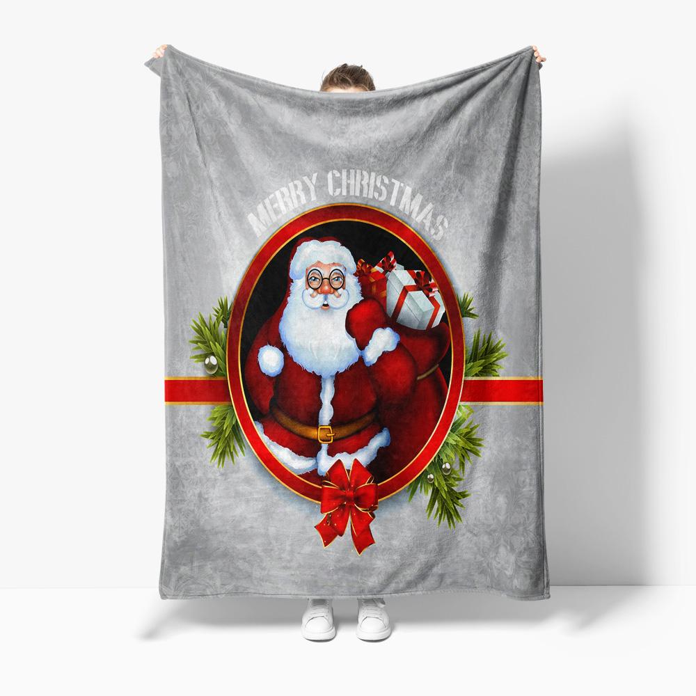 Christmas Throw Blanket Cozy Flannel Festive Holiday Decor Gift Santa Claus Reindeer Winter Warm Soft Plush Blanket Home Decorat