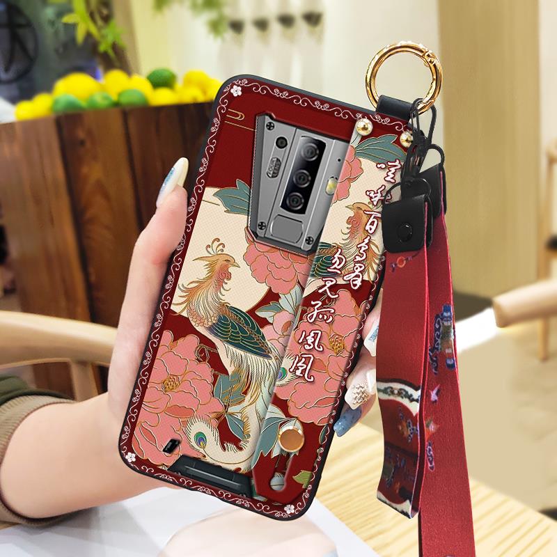 Phone Holder Anti-dust Phone Case For Blackview BV6900 Kickstand Ring Lanyard Durable Dirt-resistant Wristband Soft Case
