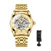 Men's Stainless Steel Round Open Heart Watch Stylish Accessory, Popular Fashion, Formal Business, Gift for Anniversary, Birthday - Gold