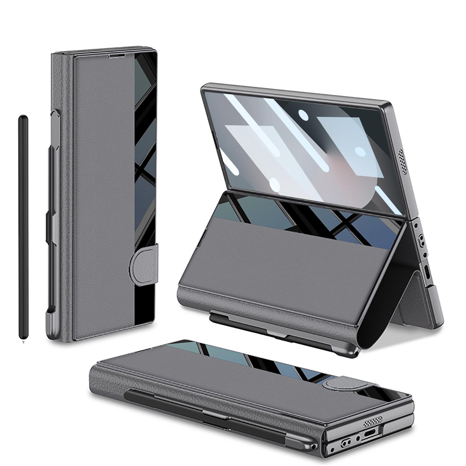 

Мобильный телефон Samsung Z Fold6 Кронштейн из хитиновой кожи Складной экран Защита от падений Чехол-книжка Кожаный чехол Пленка Встроенный слот для ручки SM-Fold6