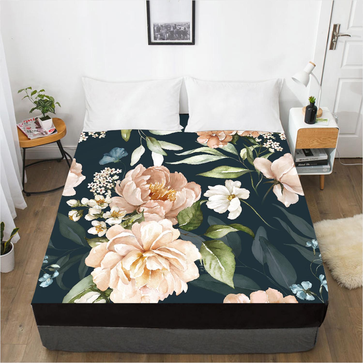 Домашний текстиль Цветы 3D-печать с рисунком Простыня наматрасник Резинка Простыня — фото 4