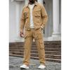 Men's Cargo Pocket Workwear Jacket And Pants Two Piece Set