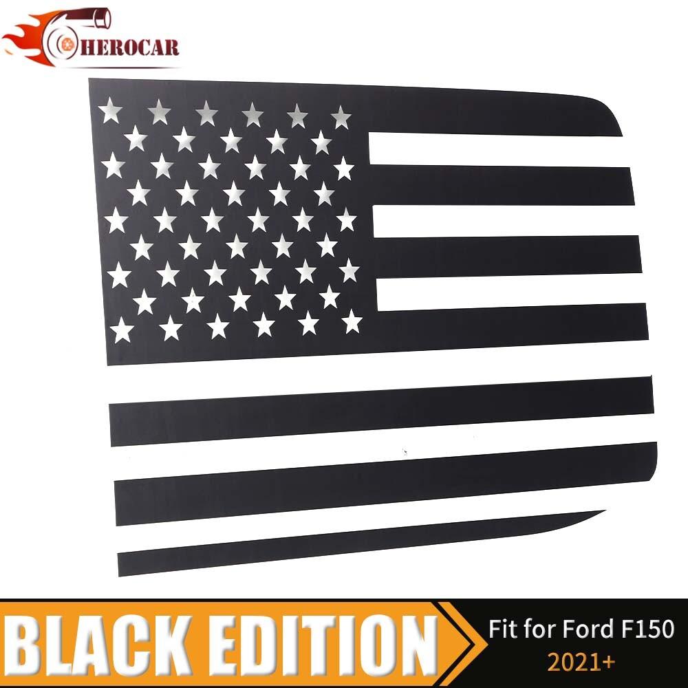 Matte Black Rear Side Window Decor Stickers Trim Decal for Ford F150 15+ US Flag