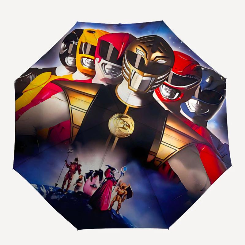 1pc Mighty Morphin Power Rangers Durable Cartoon Folding Umbrella, Portable Compact Umbrella for Men and Women G063