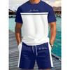 Summer Men's 3D Printed Striped Sports Suit Fashion Versatile Trend Casual Breathable