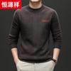 Hengyuanxiang Men's 100% Wool Thickened Round Neck Sweater