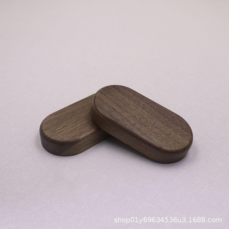 Neuer handgefertigter ovaler Holzblock – Basis für Autoornament aus schwarzem Walnussholz und Buche