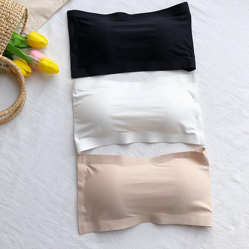 Women Strapless Strapless Anti-walking A Word Brassiere Three Rows of Buttons Wrapped Chest