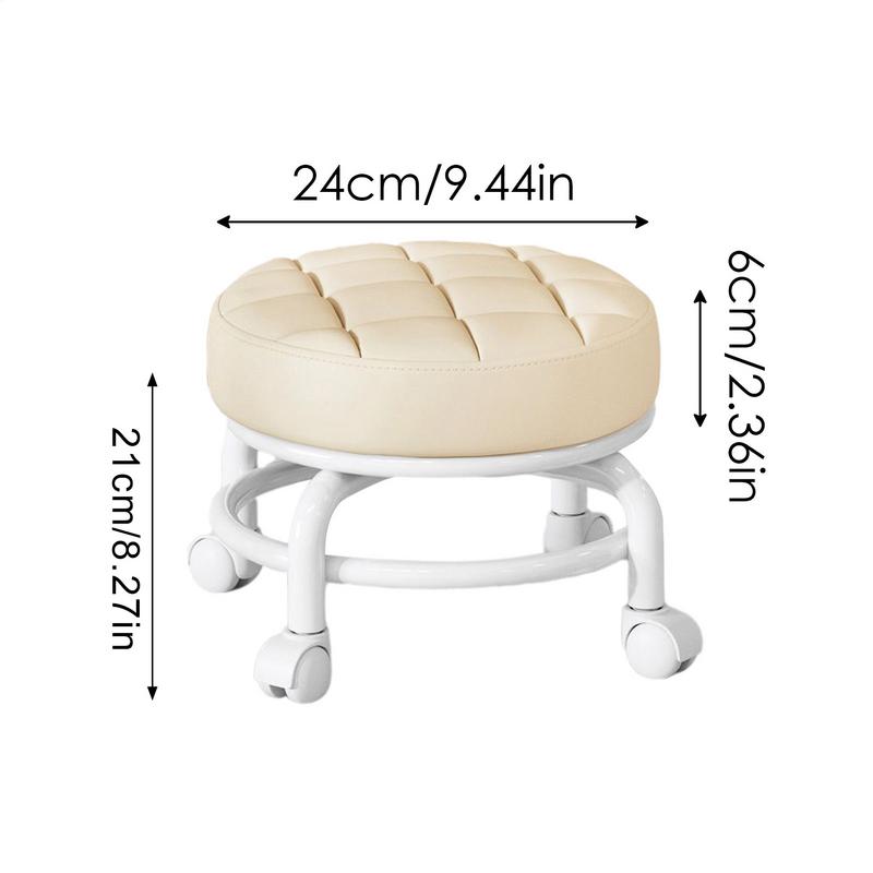 360° drehbarer Kinder-Seilzug-Hocker, niedriger Hocker, runder drehbarer Hocker, Drehhocker, Haushalts-kleiner runder Hocker, rollender Leder-Rundsitz