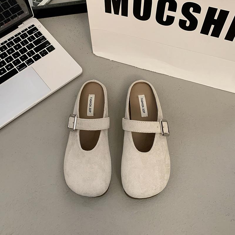 

Баотоу полутапочки женские для улицы 2025 новые весна-лето с юбками мягкая подошва для выхода прохладные тапочки 40