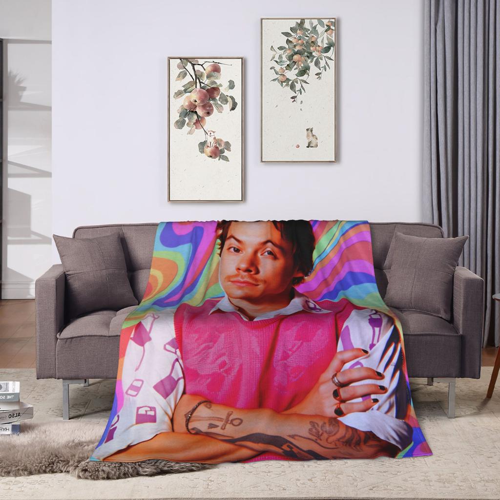 Soft Blanket Airplane Travel Singer H-Harrys S-Styles  Throw Blanket  Flannel Bedspread For Bedroom Street Trend Sofa Bed Cover