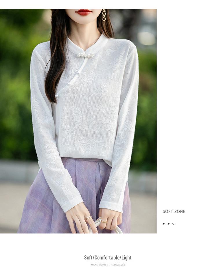 2024 Autumn/Winter High-End Knitted Sweater with Chinese Pearl Frog Closure