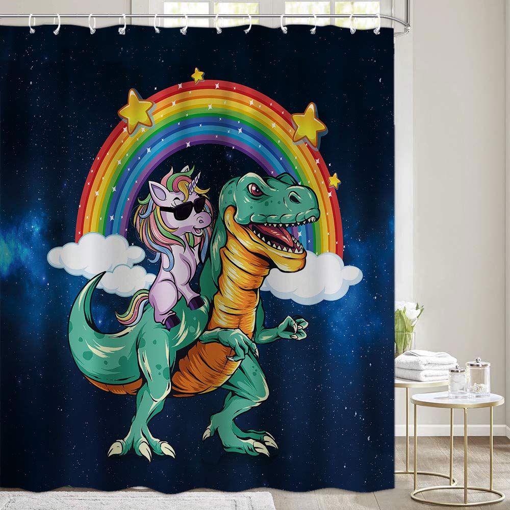 Dinosaur Shower Curtain For Bathroom, Funny Jurassic Dino World Park Shower Curtain Sets Bathtub Decor With Hooks Waterproof