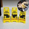 Funny Mini Cat Poop Signs ABS Bright Yellow Caution Overstimulated Desk Sign Cat Vomit Signs Ornaments Humorous Cat Decor