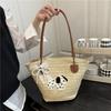 Straw Bag Women's Large-capacity New Vacation Beach Straw Bag Woven Commuter Bucket Bag Vegetable Basket Tote Bag