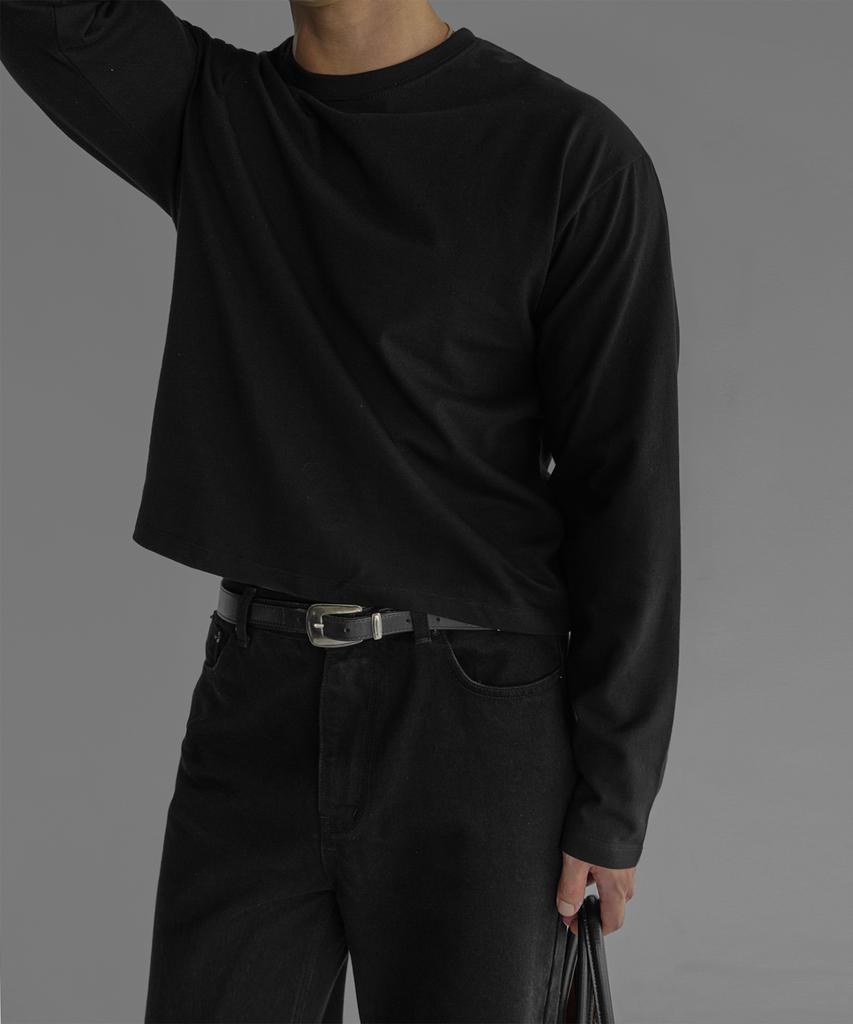 Baulopeulodeogteu Crop Layered Long Sleeve T-Shirt [Black]
