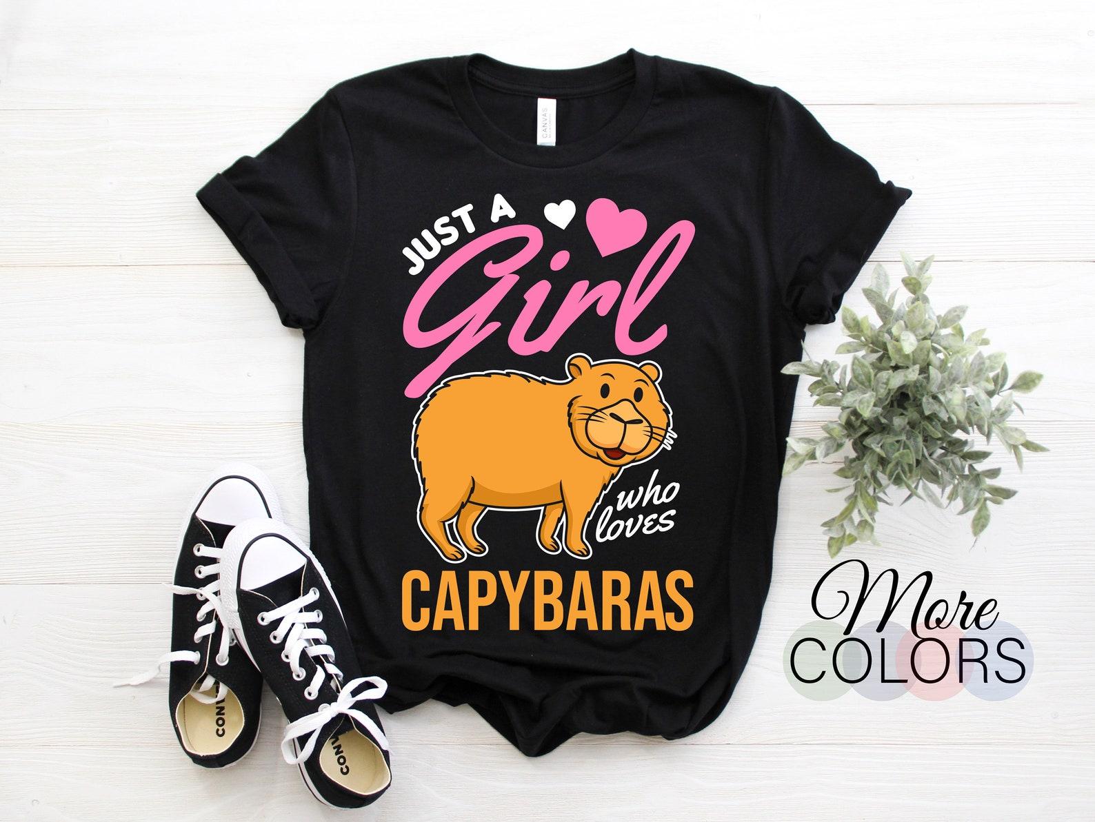 Just A Girl Who Loves Capybaras T-Shirt, Capybara Lovers Gift, Largest Rodent Cavy Costume, Funny Girls Cute Animal Fans Pet Owner Present 110