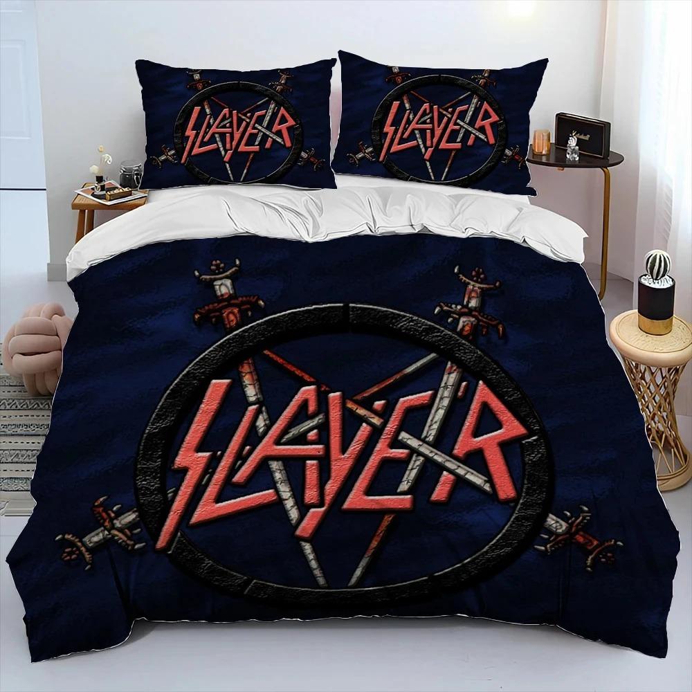 Slayer Heavy Metal Band Music Comforter Bedding Set,Duvet Cover Bed Set Quilt Cover Pillowcase,King Queen Size Bedding Set Gift