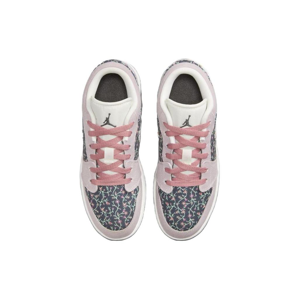 Air Jordan 1 Low SE GS Floral Çocuk Spor Ayakkabı Mor Platin-Mor Antrasit FJ3445-001