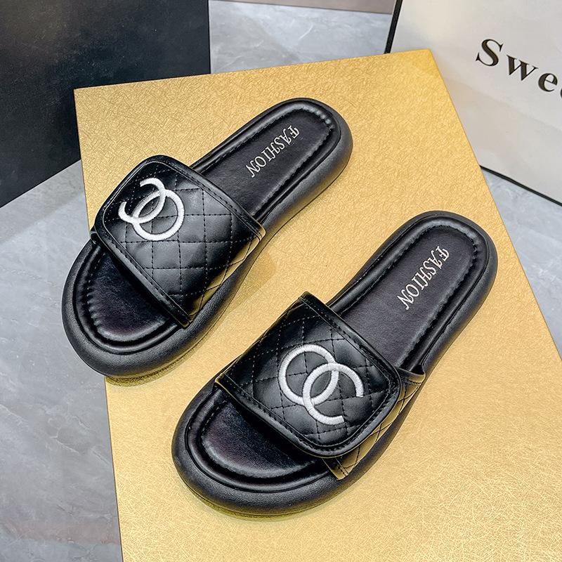 

Круглоголовые тапочки с подошвой-маффином, женские летние, новая мода, уличные сандалии 40 чёрный