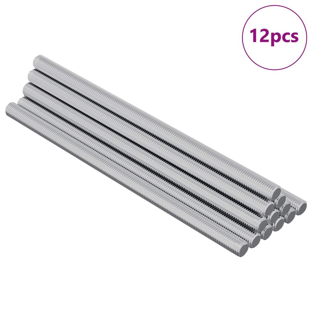 Threaded Rods 12 pcs Silver M6 x 120 mm Metal