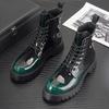 British Style Men Casual Stage Nightclub Dresses Patent Leather Boots Tide Platform Shoes Autumn Winter Boot Cowboy Ankle Botas