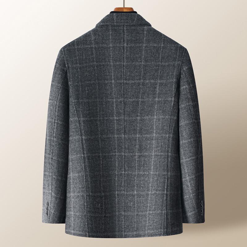 Men's Plaid Wool Blend Double-Sided Overcoat