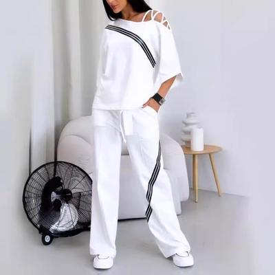 New 2024 Autumn Off-Shoulder Sweatshirt & Casual Pants Two-Piece Set