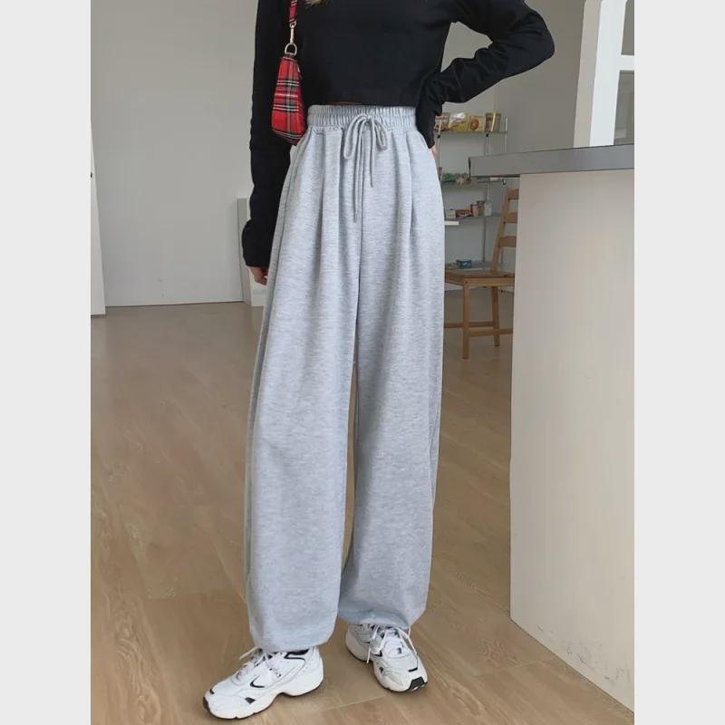 6535 Cotton Korean Casual Gray High-Waist Sports Leggings for Spring & Autumn