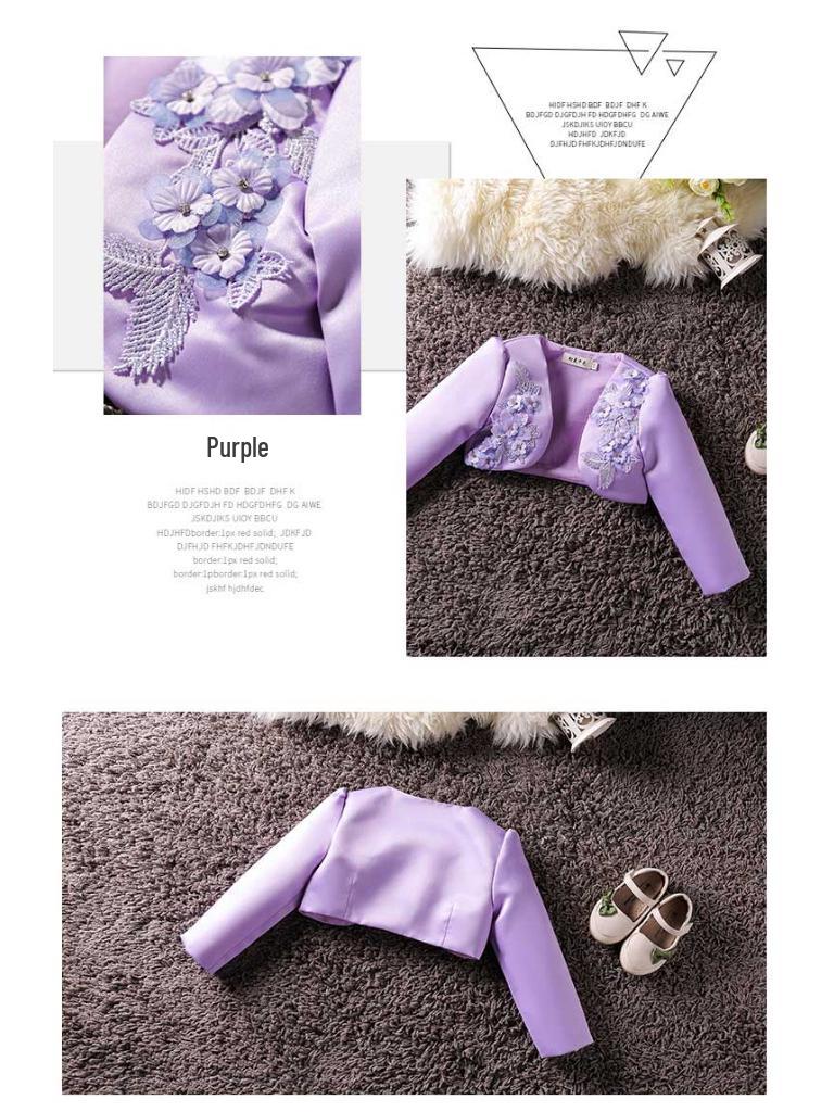 Dívčí večerní šaty s dlouhým rukávem, šál a sako pro družičku nebo princeznovský kostým