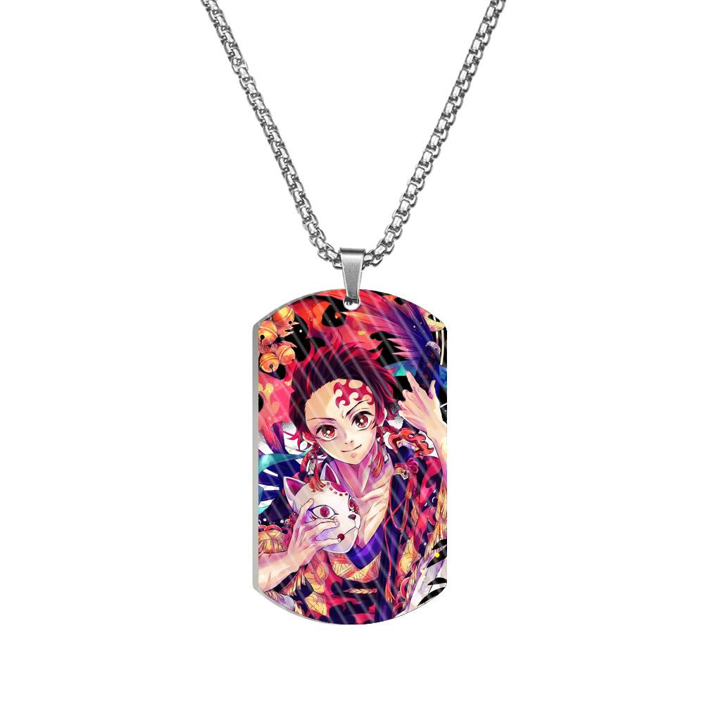 

Kimetsu No Yaiba Tanjiro Nezuko Stainless Steel Color Printed Dog Tag Necklace Anime Cosplay Accessory Present For