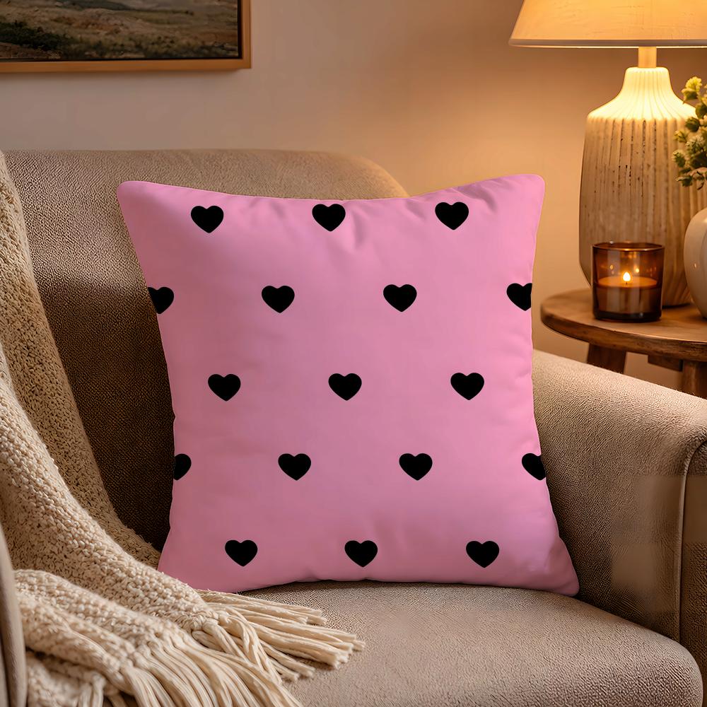 Love Print Pattern Pillow Case Soft Plush Cushion Cover Double Print and Invisible Zipper for Sofa Home Car Use