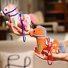 Cute Bamboo Cartoon Flower Embroidery Pattern Plush Doll Keychain For Decor Bag