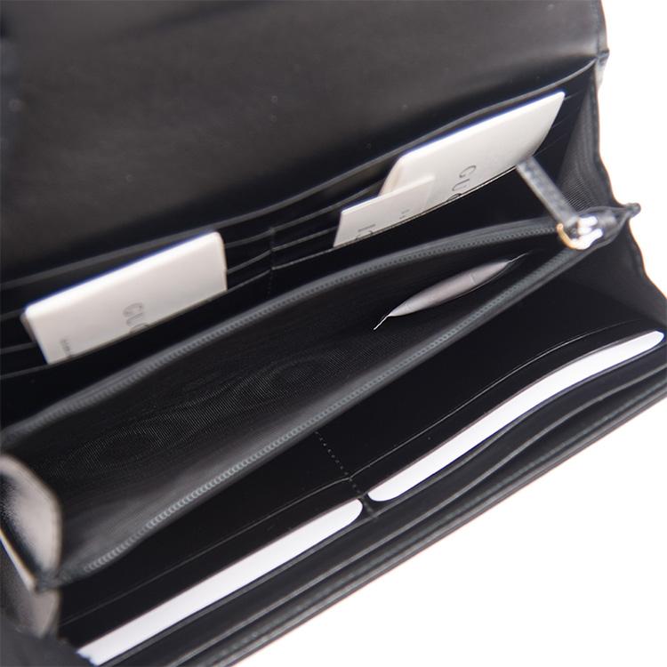 Gucci GG Marmont Lange Geldbörse Mit Goldenem Logo Gestepptes Leder Damen Geldbörse Schwarz 443436-DTD1T-1000